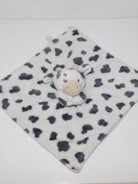 Carters White Gray Spotted Holstein Cow Baby Security Blanket Plush Lovey Nunu